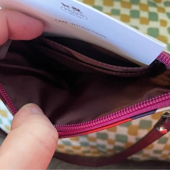 Coach Parker Op Art Bordeaux Multicolor Small Satin Wristlet - Picture 6 of 6